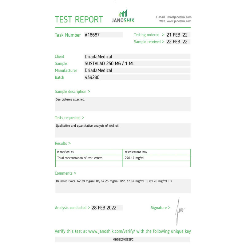 SUSTALAD 250 MG/ML (SUSTANON) 10ML VIALS | Testosterone Blend | Driada Medical | DriadaShop