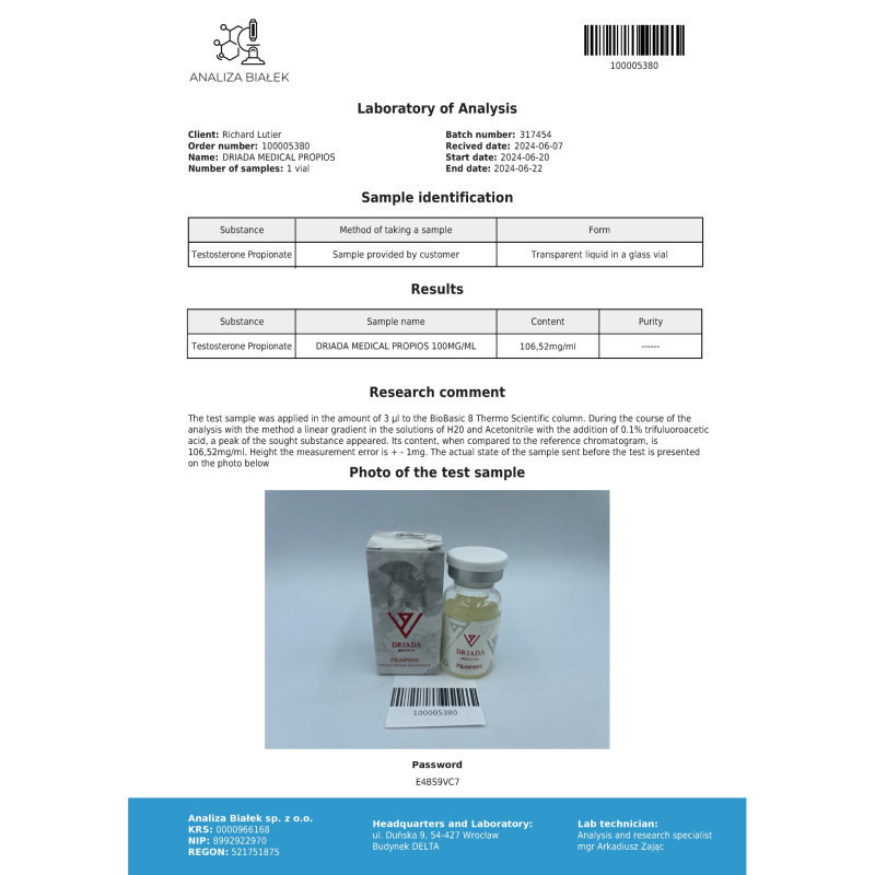 PROPIOS 100 MG/ML (TESTOSTERONE PROPIONATE) | Fast-Acting Testosterone | Driada Medical | DriadaShop